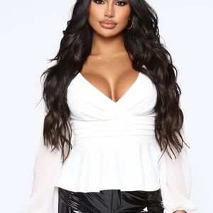 White peplum night out top
